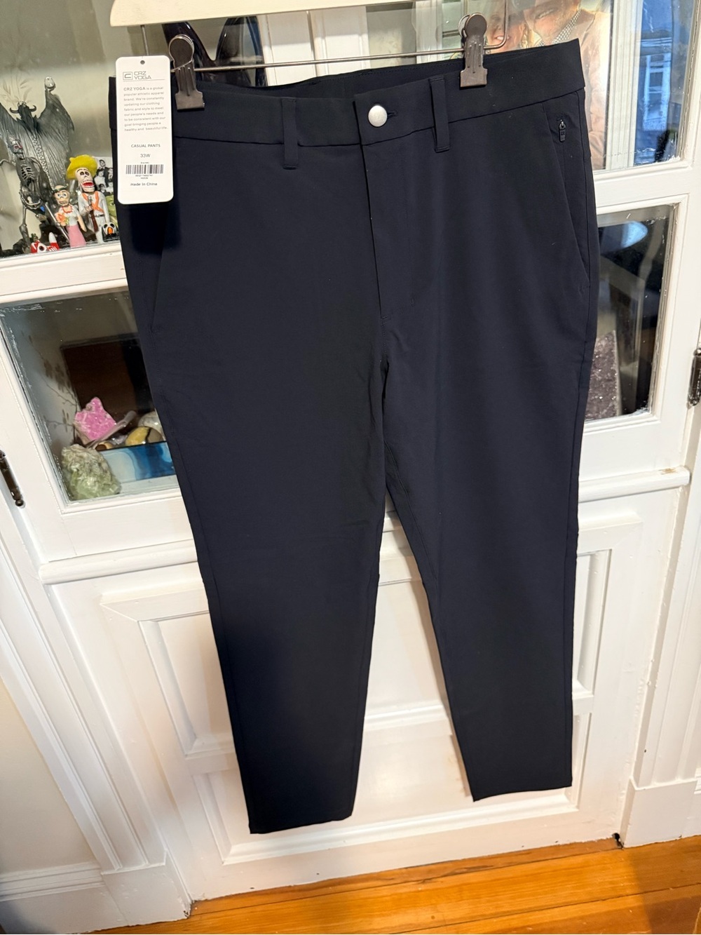 CRZ YOGA Men's Slim Tapered Pants in Black